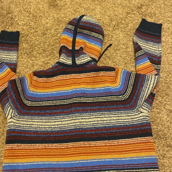 L.L.Bean Stripe Rag Wool Lambs’ Wool Hoodie Sweater Size XL - Picture 6 of 8